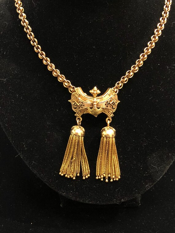 14k gold Victorian tassel necklace | Etsy