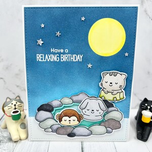 Handmade Card/Animal Birthday Card/Animal Hot Spring Card