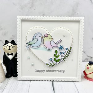 Handmade Card/Happy Anniversary Card/Bird Card/MfT Card