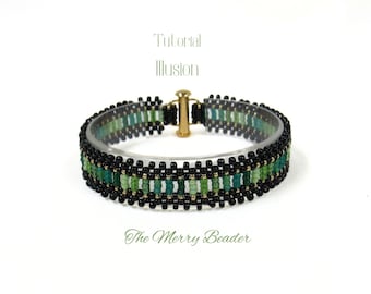 Tutorial - Pattern  Illusion Bracelet  Right Angle Weave with Seed Beads