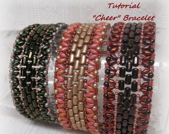 Tutorial - Patrón "Cheer" Pulsera de cuentas y perlas Rulla Bead Superduo