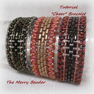 Tutorial - Pattern &quot;Cheer&quot; Rulla Bead Superduo Bead and Pearl Bracelet