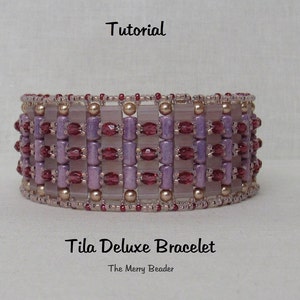 Handledning - Mönster Tila Deluxe Armband Peyotesöm med Tila, Rulla, Firepolish och Ross Beads Kompletta instruktioner bild 6