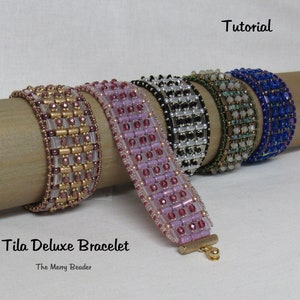 Handledning - Mönster Tila Deluxe Armband Peyotesöm med Tila, Rulla, Firepolish och Ross Beads Kompletta instruktioner bild 3