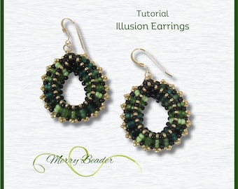 Tutorial - Pattern  Illusion Earrings Cubic Right Angle Weave with Seed Beads