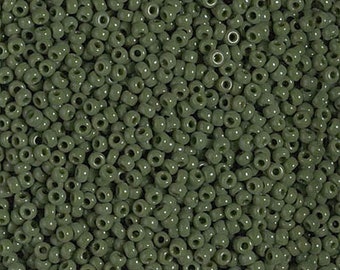 25 grams 11/0 Opaque Avocado Green (RR501) Miyuki Rocaille Seed Beads