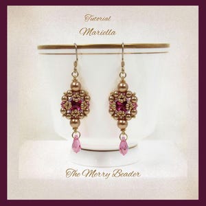 Tutorial Beaded Victorian Drop Earrings Mariella Pattern using Pearls Crystal Rivoli Chaton Bugle Beads and Seed Beads