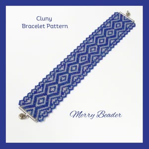 Cluny Odd Count Peyote Stitch Bracelet Pattern with diagram and word chart