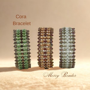 Tutorial Cora Beaded Bracelet Pattern with Superduo Minos Firepolish