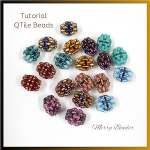 Tutorial Pattern Beaded Bead & Earrings - Superduo Beads Quadratiles