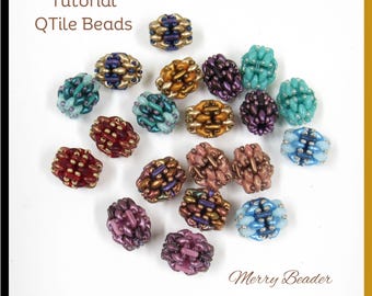 Tutorial Pattern Beaded Bead & Earrings - Superduo Beads Quadratiles