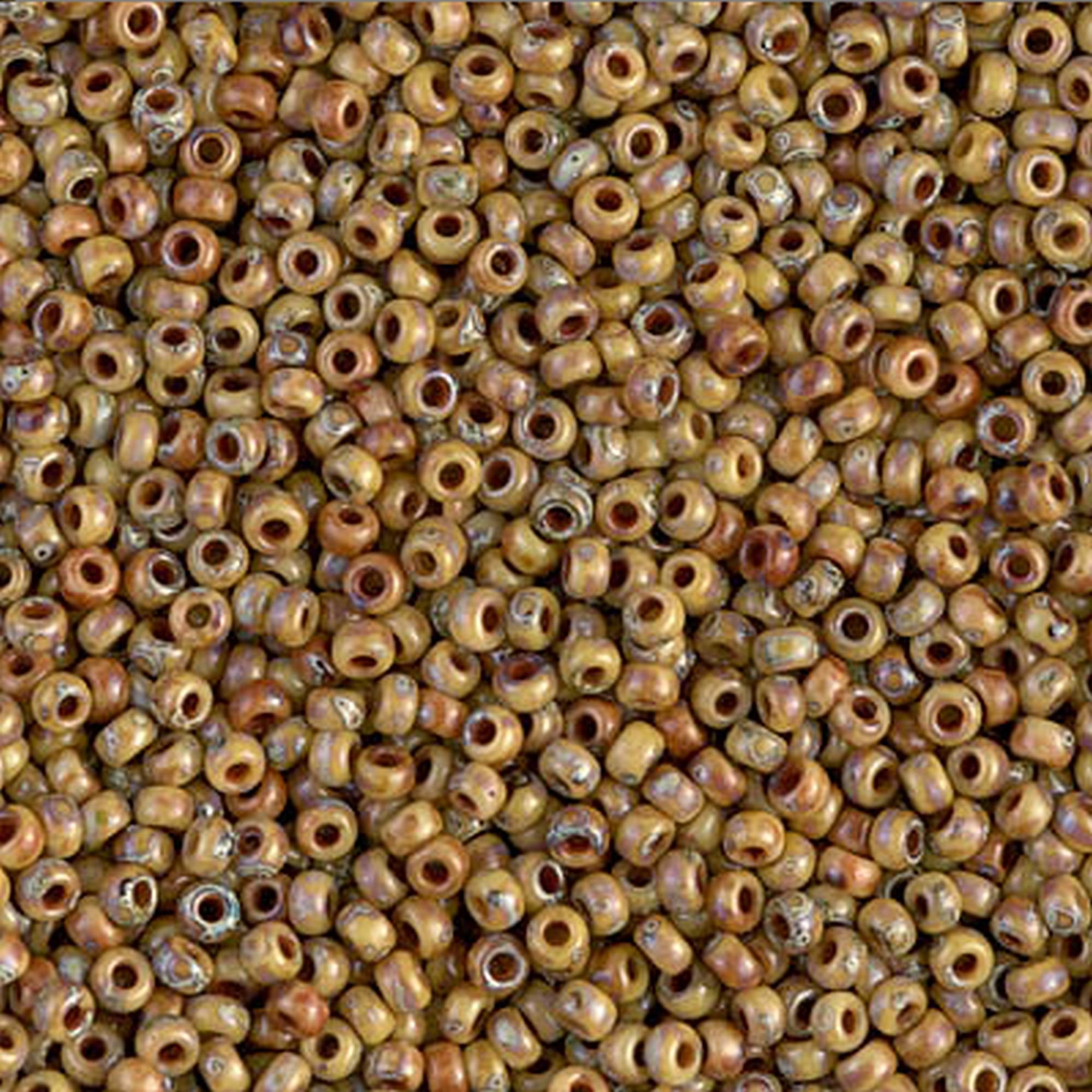 25 grams 11/0 Opaque Brown Picasso 11-4517 Miyuki Round Seed Bead