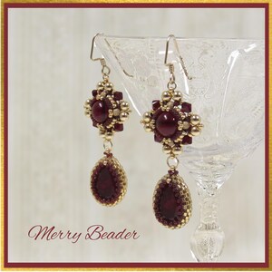 Ruby Red and Gold Vintage Style Crystal Romantic Dangle Earrings