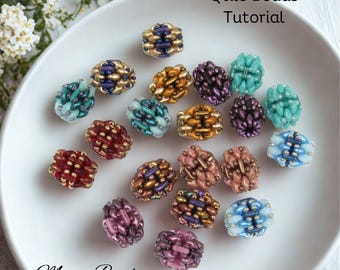 Handledningsmönster för pärlpärlor och örhängen - Superduo Beads Quadratiles