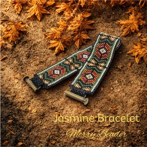 Jasmine Odd Count Peyote Stitch Bracelet Pattern with diagram and word chart