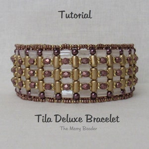 Handledning - Mönster Tila Deluxe Armband Peyotesöm med Tila, Rulla, Firepolish och Ross Beads Kompletta instruktioner bild 4