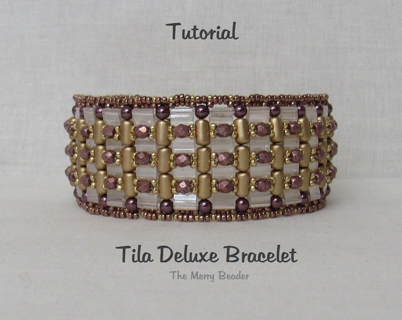 Handledning - Mönster Tila Deluxe Armband Peyotesöm med Tila, Rulla, Firepolish och Ross Beads Kompletta instruktioner bild 4