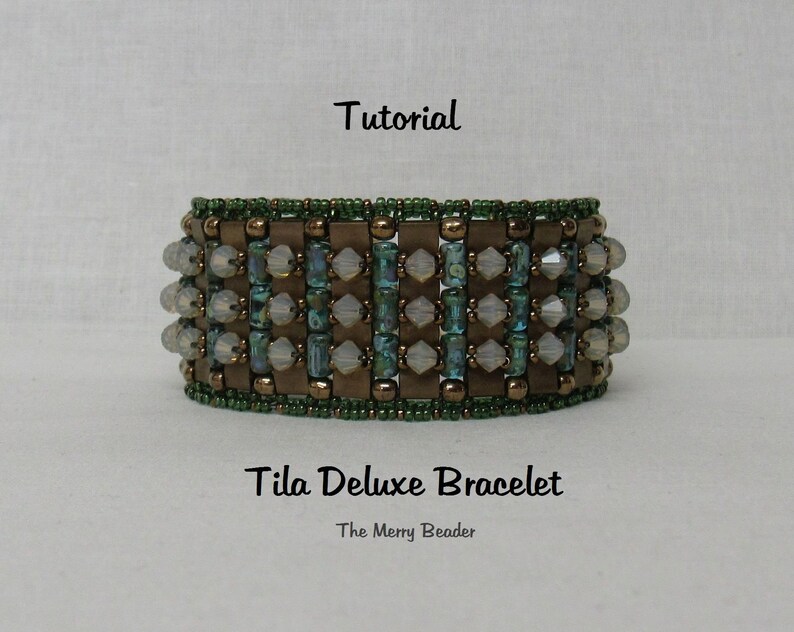 Handledning - Mönster Tila Deluxe Armband Peyotesöm med Tila, Rulla, Firepolish och Ross Beads Kompletta instruktioner bild 5