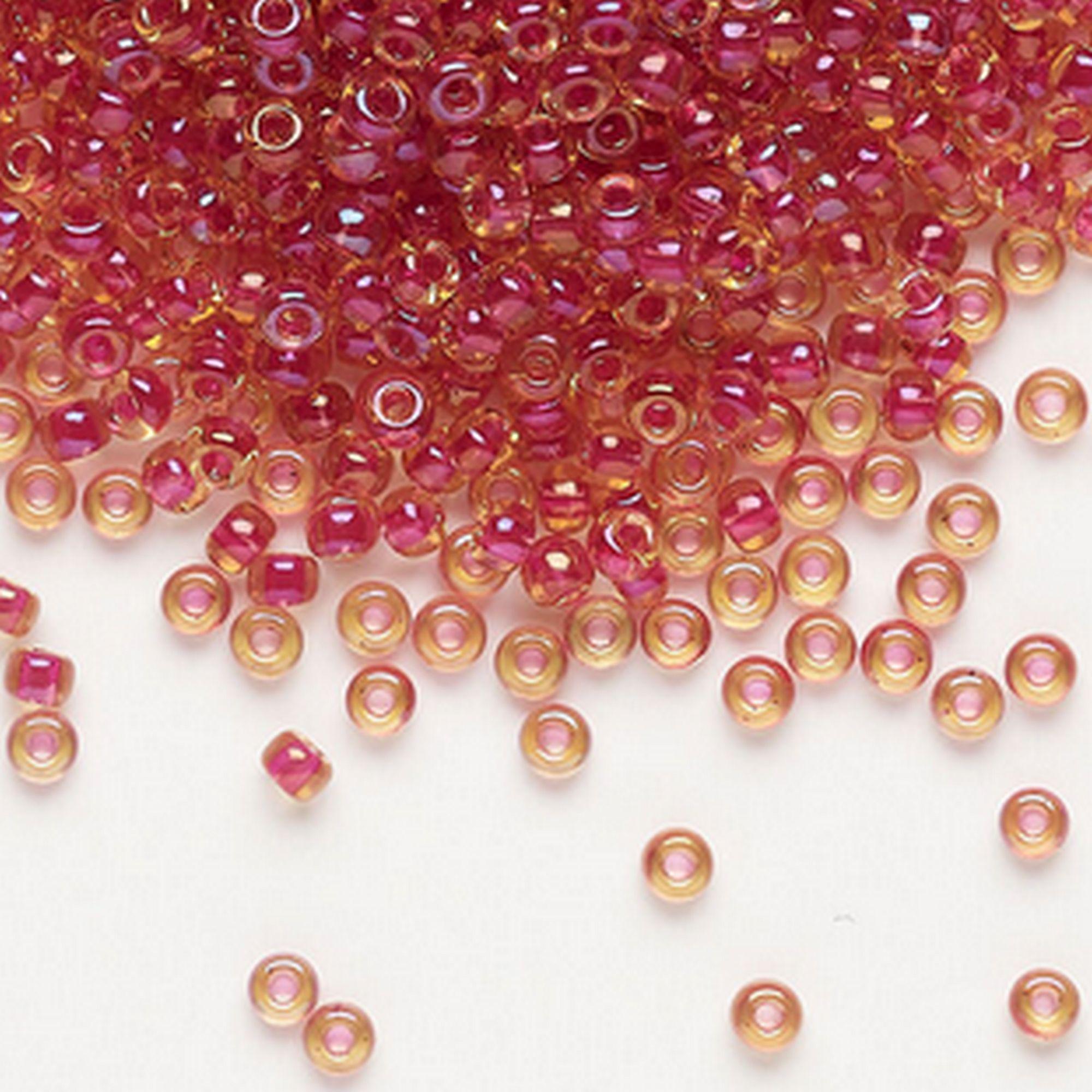 8/0 25 Grams Cranberry Color Lined Topaz Luster #363 Miyuki