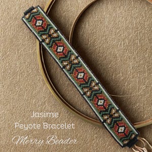 Jasmine Odd Count Peyote Stitch Bracelet Pattern with diagram and word chart