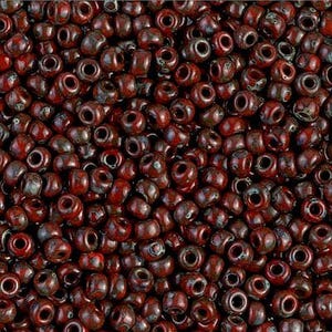 50 Grams Red Picasso Opaque (RR 4513), 8/0 Miyuki Rocaille Seed Beads