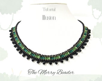 Tutorial - Pattern  Illusion Necklace  Right Angle Weave with Seed Beads