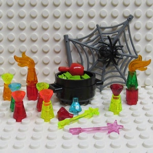 Custom  LEGO® Magic Potion Set Cauldron Apple Magic Wands Potions and Flames