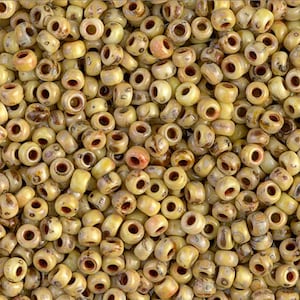 50 grams Yellow Picasso Opaque (RR4512), 8/0 Miyuki Rocaille Seed Beads