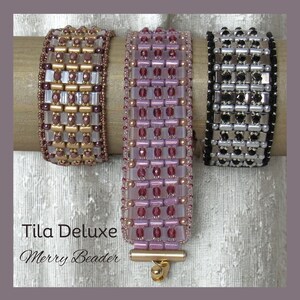 Handledning - Mönster Tila Deluxe Armband Peyotesöm med Tila, Rulla, Firepolish och Ross Beads Kompletta instruktioner bild 2