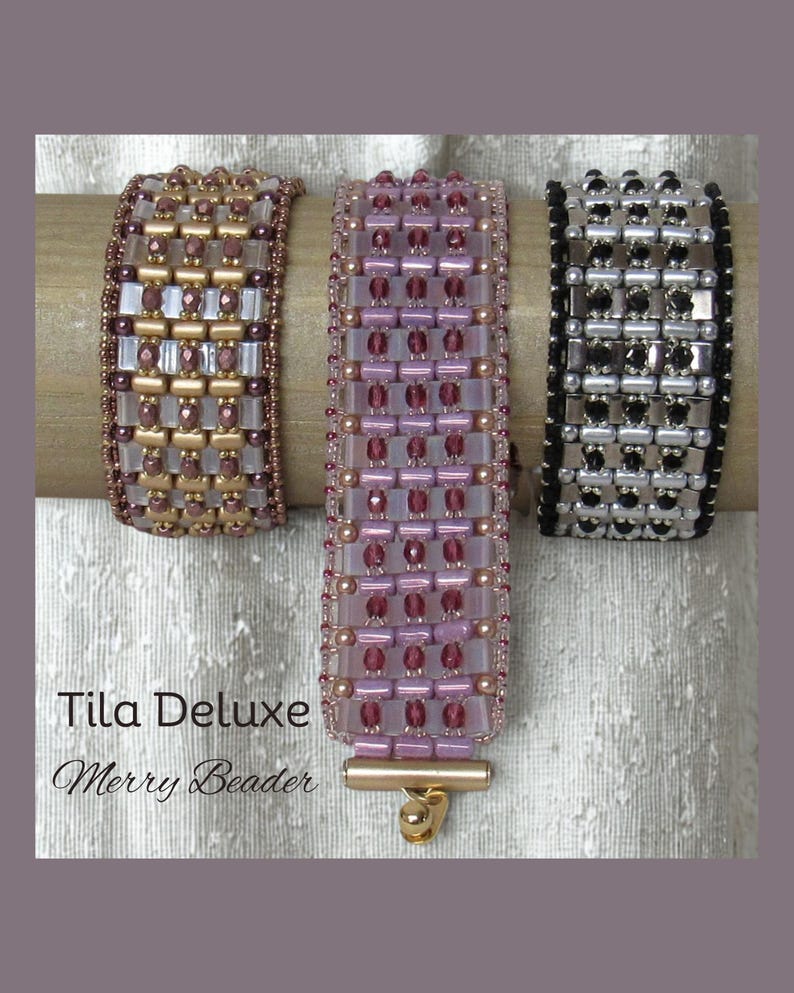 Handledning - Mönster Tila Deluxe Armband Peyotesöm med Tila, Rulla, Firepolish och Ross Beads Kompletta instruktioner bild 2