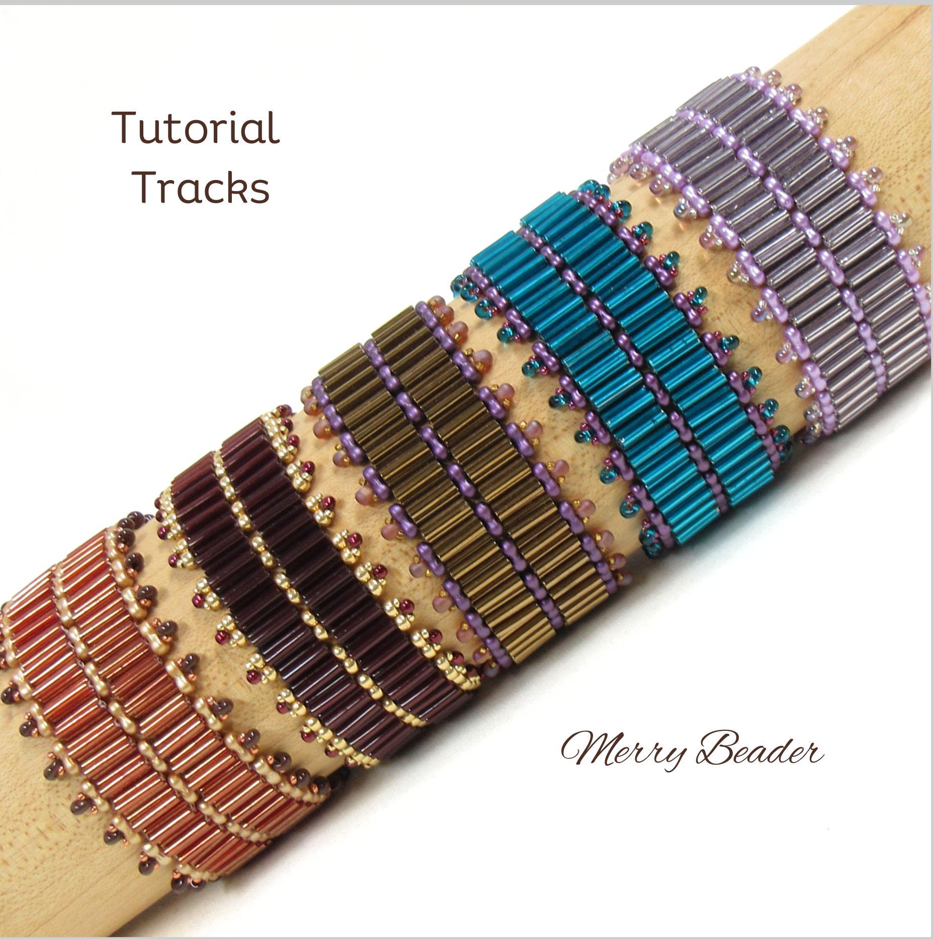 Tracks Bracelet Tutorial with Bugle Beads, Seed Beads and Two Hole Infinity Beads PDF download Pattern Instructions