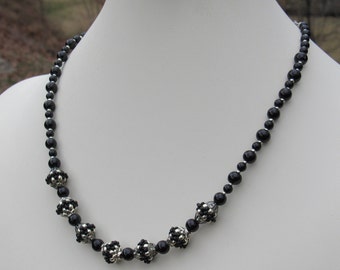☆TATIANA☆ Silver 925 Black Cube Beads Necklace NZ2136 MUSINSA | TATIANA (Silver 925) Black Cube Beads Necklace NZ2136