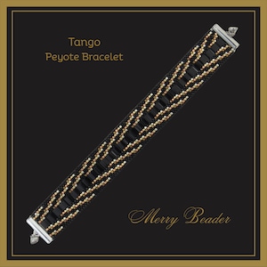Peyote Stitch Tango Even Count Bracelet Beading Pattern Black, Gold, Silver, Bronze, Copper