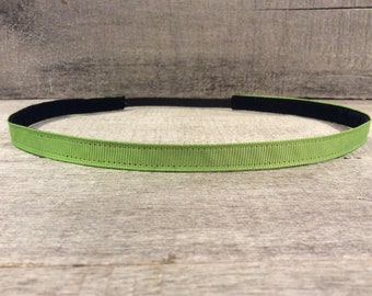 Diadema antideslizante de banda delgada verde guisante, diadema de Noslip, diadema de entrenamiento, diadema deportiva, diadema de carrera, diadema atlética