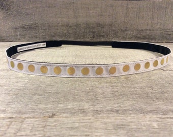 Gold Foil Dot Skinnyband Nonslip Headband,  Noslip Headband, Workout Headband, Sports Headband, Running Headband, Athletic Headband