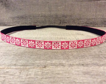 Pink and White Nonslip Headband,  Noslip Headband, Workout Headband, Sports Headband, Running Headband, Athletic Headband