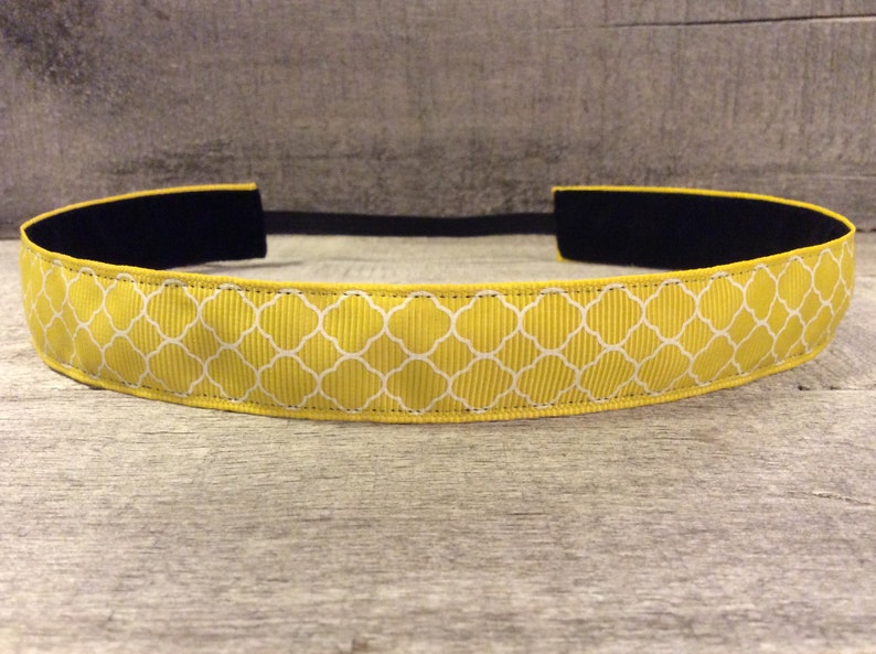 Yellow Moroccan Tile/Quatrefoil Nonslip Headband, Noslip Headband, Sports Headband, Running Headband, Athletic Headband image 1