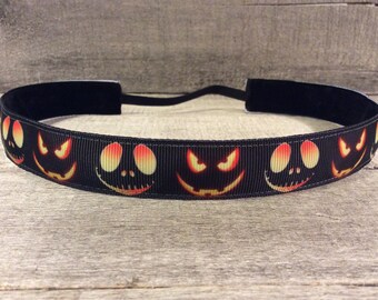 Scary Jack-O-Lantern Nonslip Headband, Noslip Headband, Workout Headband, Sports Headband, Running Headband, Athletic Headband