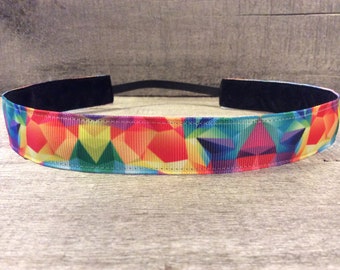 Multi Color Geometric Nonslip Headband, Noslip Headband, Striped Headband, Sports Headband, Running Headband, Athletic Headband