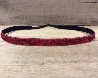 Red Sparkle Nonslip Headband,  Noslip Headband, Workout Headband, Sports Headband, Running Headband, Athletic Headband