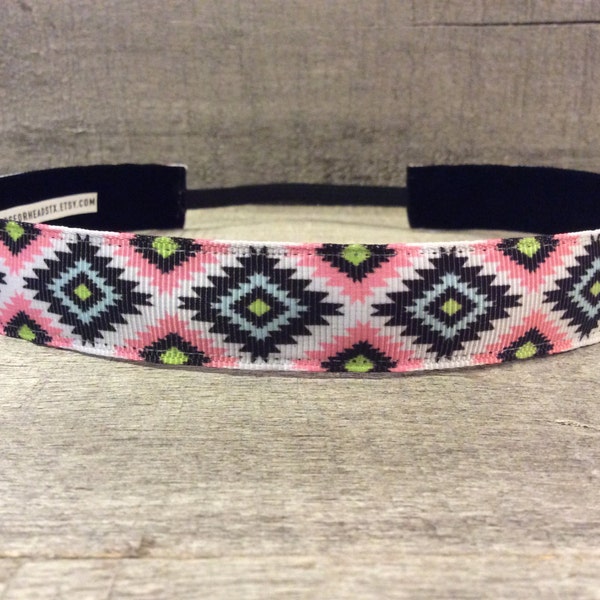 Aztec Geometric Print Nonslip Headband, Noslip Headband, Sports Headband, Running Headband, Athletic Headband