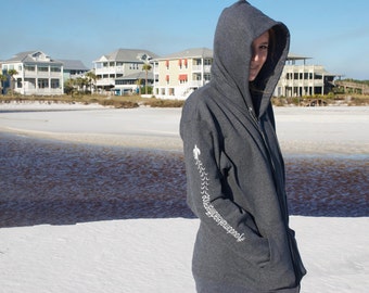 Mens Hoodie with Leatherback Full Zip