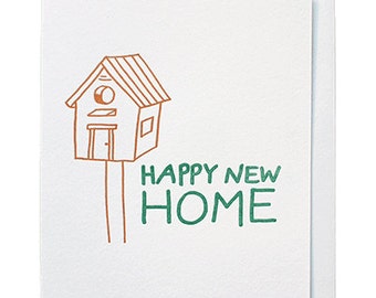 Birdhouse New Home - Letterpress Housewarming Card