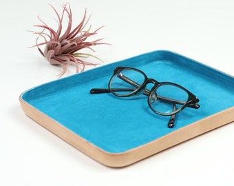 TQ Blue Suede Leather Valet Tray "L"