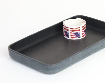 Molded Black Leather Valet Tray Sz Medium. Perfect for storing daily essentials in modern space. Home Decor Accent. Home & Living.