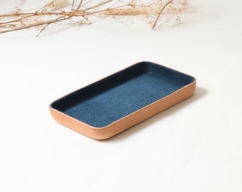 Navy Leather Valet Tray "M"