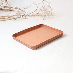 Molded Natural Leather Valet Tray Large . Perfect for storing daily essentials in modern space. Home Decor Accent. Home & Living. image 1