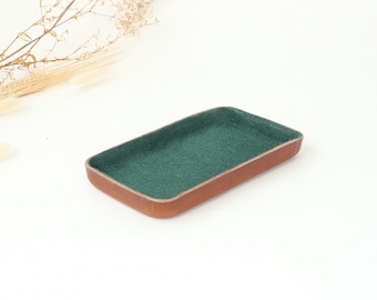 Forest Green Leather Valet Tray "M"
