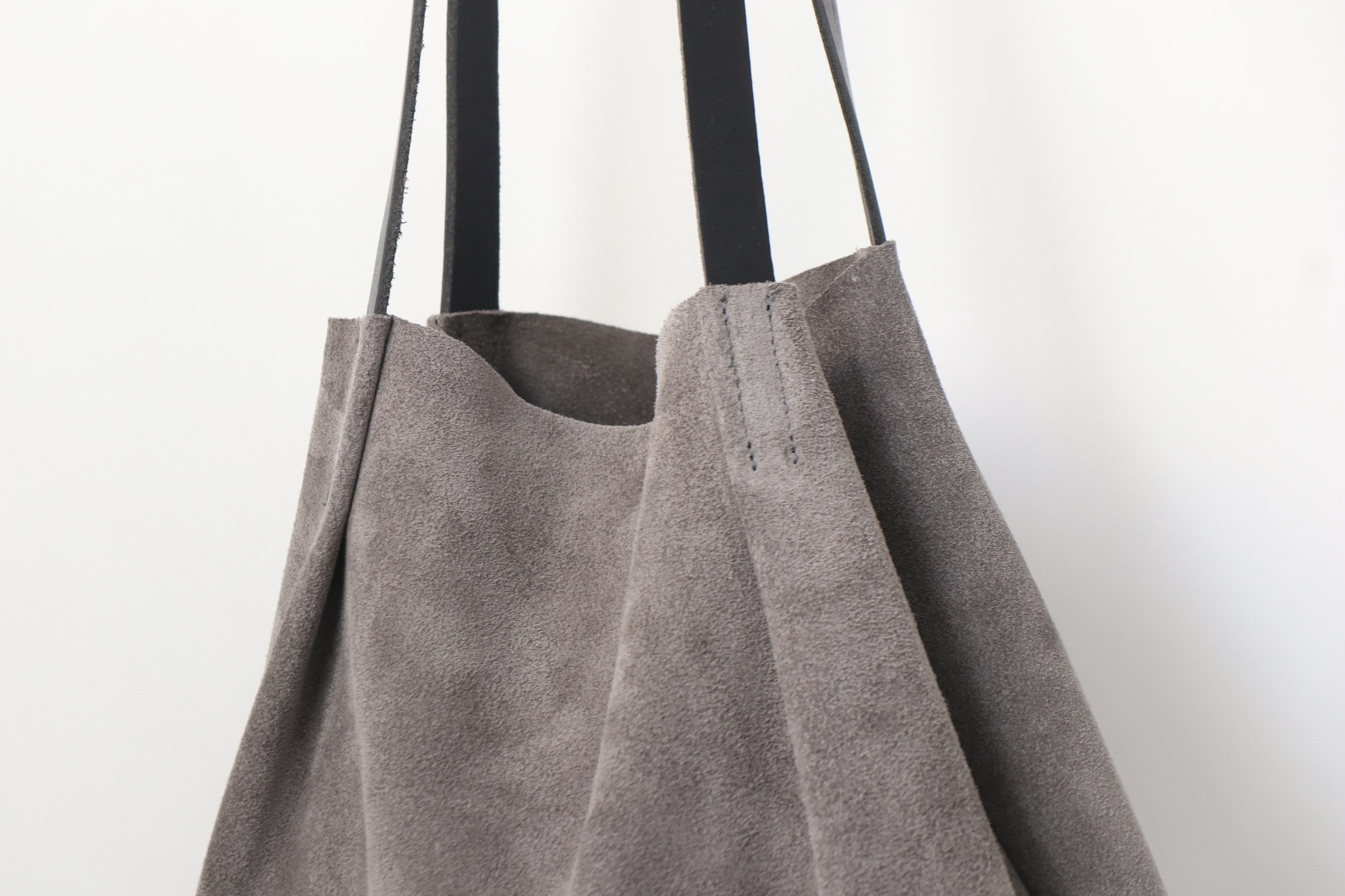 Grey Suede Leather Tote Bag for Minimalist. Simple but - Etsy