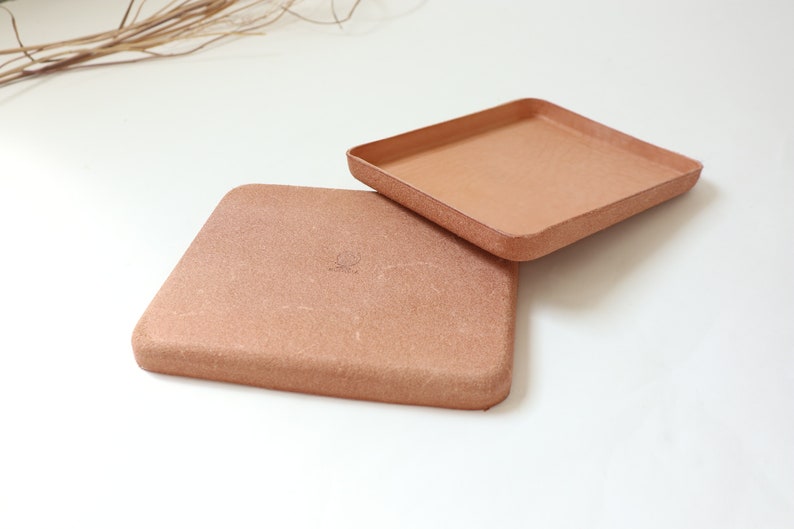 Molded Natural Leather Valet Tray Large . Perfect for storing daily essentials in modern space. Home Decor Accent. Home & Living. image 2